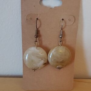 Cream Stone Dangle Earrings